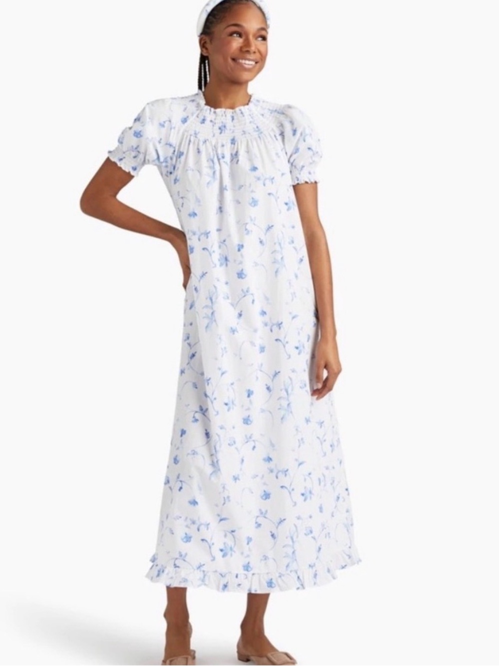 Hill House The Ellie Nap Dress - Blue Botanical